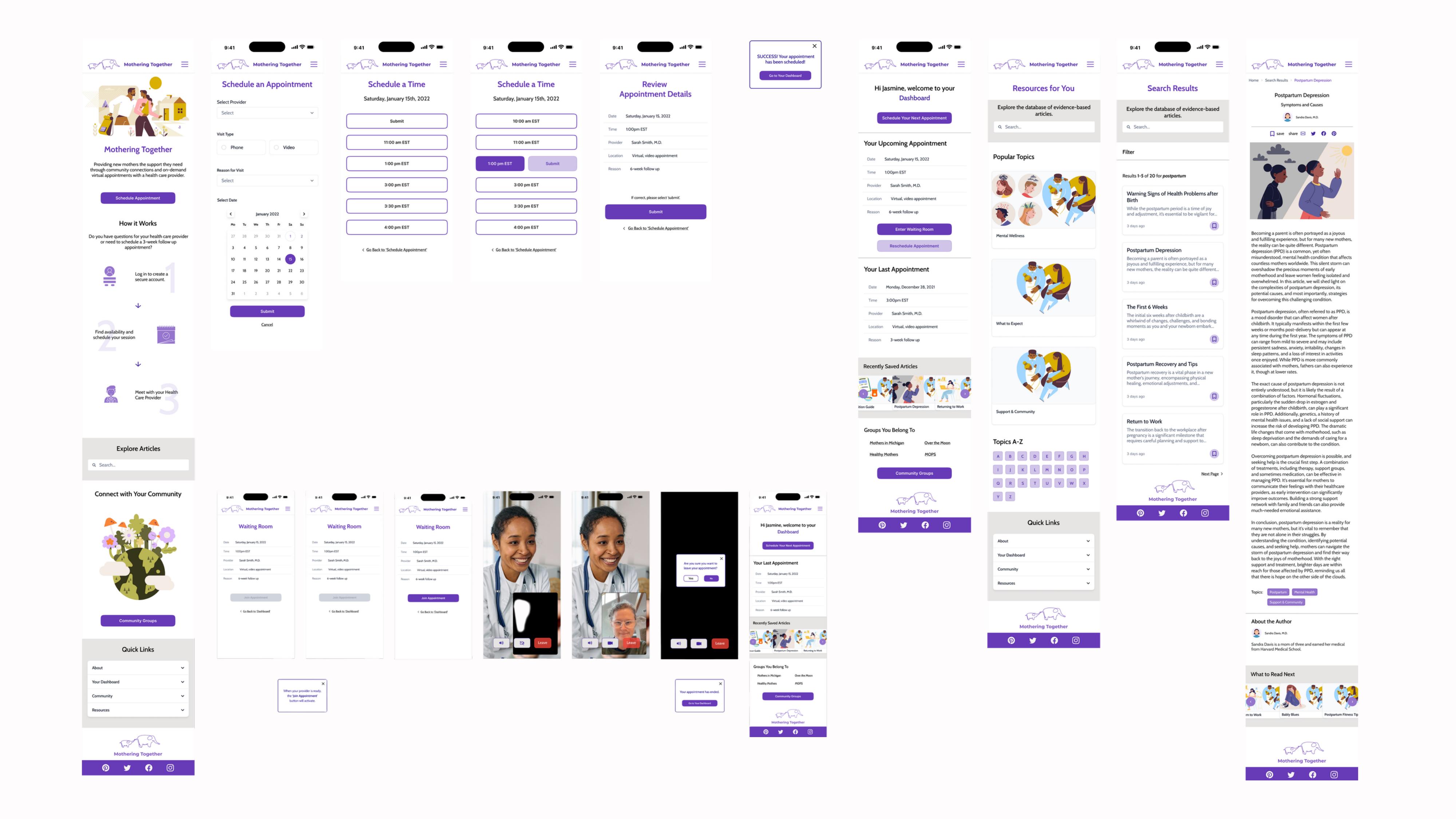 complete screen set — all flows and states