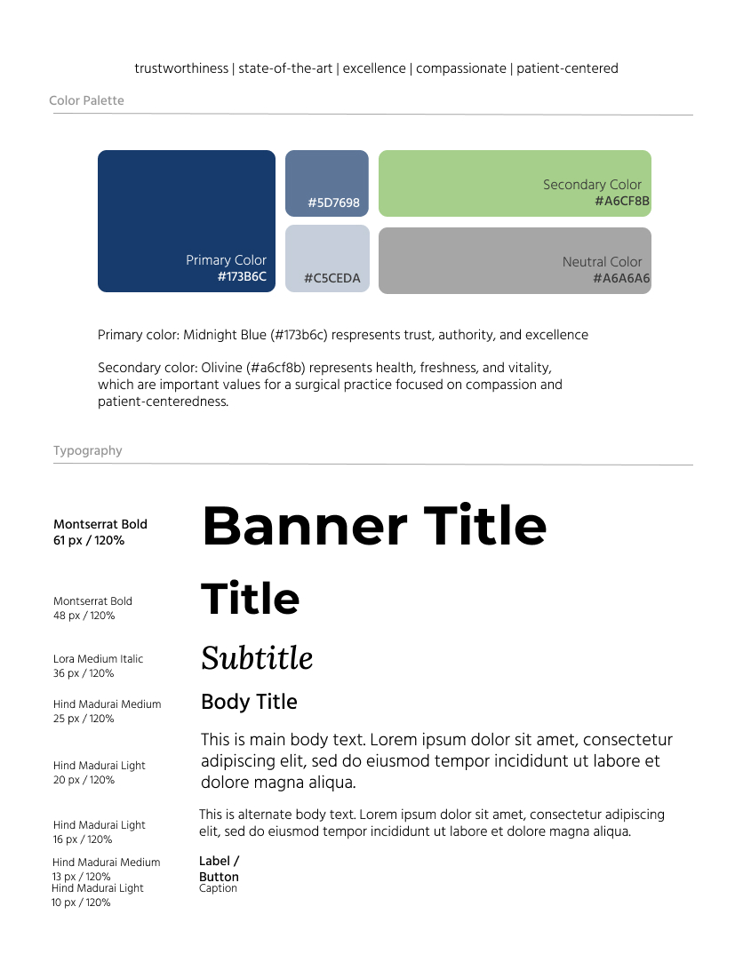 Brand identity — values, color palette, and typography system